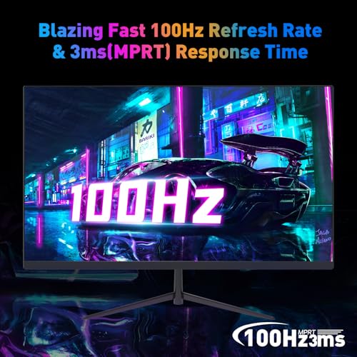 Image of 24 Inch FHD Gaming Monitor, 1080P IPS Computer Monitor with 100Hz, 1ms Response Time, 1000:1 Contrast Ratio, VESA Compatible, Tilt Adjustable, AMD FreeSync, Build-in Speakers