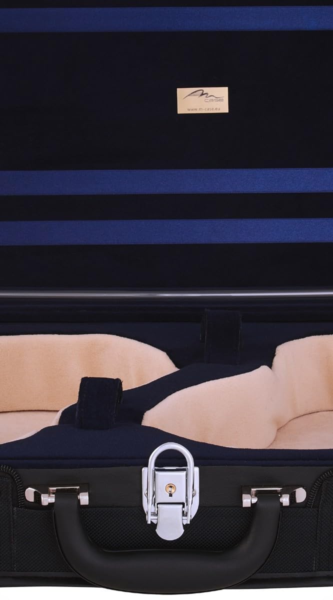 Custodia Doppia Custodia per Violino Duro 4/4 Oblungo Classic Nero - Blu Marino M-case
