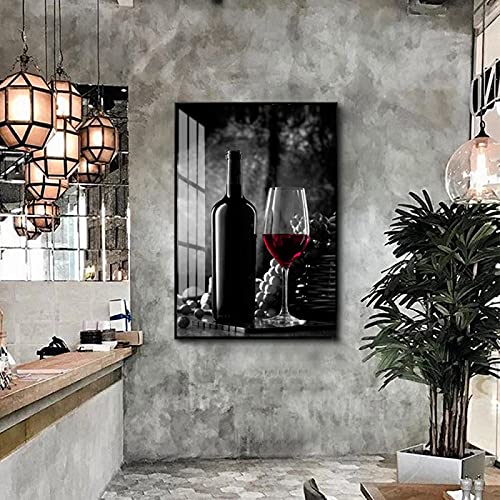 Olieverf Rode Wijn Cup Art Canvas Schilderij Bar Poster Woonkamer Gang Muurschildering Woondecoratie Muurschildering… - Image 4