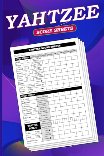  Yahtzee Score Sheets: 110 Double Sided Yahtzee Score Pads for Scorekeeping  6\