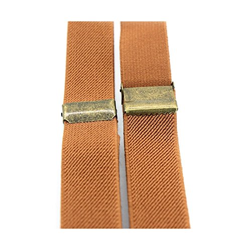 Hesenhan Baby Boys Suspenders And Bow Tie Set Brown Adjustable Y Back Toddler Suspenders Elastic Jeans Trousers Suspenders Braces With Brown Leather And Bronze Clips For Kids Grils #TOP1