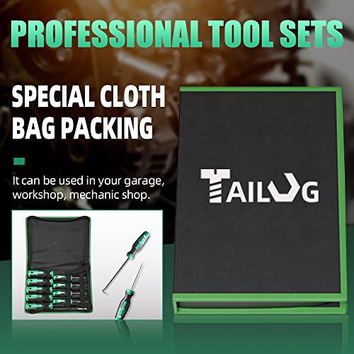 Tailug 10 In 1 Heavy Duty Hook And Pick Set,9Pcs Precision Scraper Gasket Scraping Hose Removal Puller Hook,Car Auto Oil Seal/O-Ring Seal Gasket Pick Hook Puller Remover, Electronics Hand Tool Set #TOP5