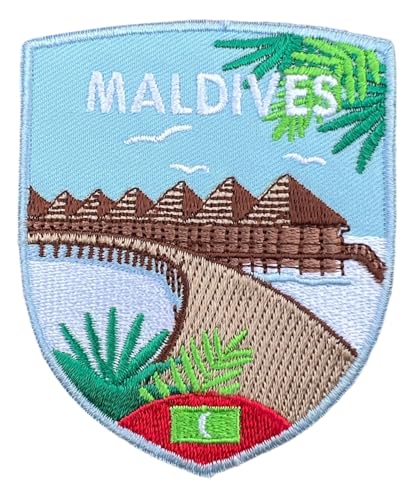 Aufnäher mit Malediven-Flagge, bestickt, zum Aufbügeln oder Aufnähen, 7,6 cm, Reise-Souvenir, tropische Insel-Design