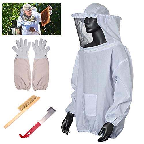 ALLOMN Bienenzucht Set, Imkeranzug Werkzeug Set Imkerausrüstung Bienenenzucht Schleier Atmungsaktive Anzug Jacke Lange… – Bild 4