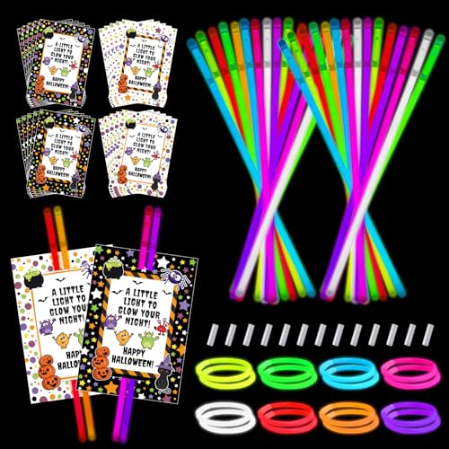 Pecopcock 144pcs Halloween Party Favors Glow Sticks Trick or Treat