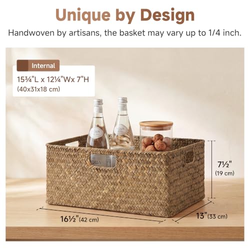 Image of StorageWorks Extra Large Wicker Baskets for Organizing, Seagrass Baskets