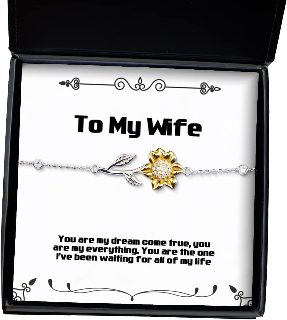 Krumfortable Living Cool Wife, You are My Dream Come True, You are My Everything. You are The one I've, Cute Holiday Sunflower Bracelet for Wife