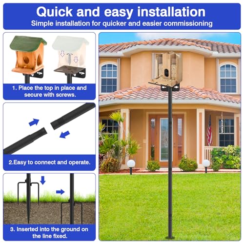 Image of AHRLHR 80 Inch Adjustable Bird Feeder Pole,Bird House Pole Suitable for Feeders & Birdhouse,Weather Station,Heavy-Duty Rustproof Design,Enhance Outdoor Decor & Birdwatching Experience