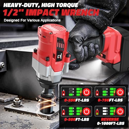 image for Cerycose Cordless Impact Wrench 1/2 inch Compatible with Milwaukee 18v
