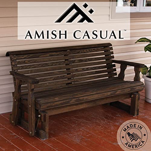 Caf Amish Heavy Duty 800 Lb Roll Back Pressure Treated Porch Glider (5 Foot, Dark Walnut Stain) #TOP1