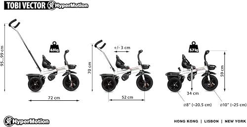 Miniatura 4 de HyperMotion Triciclo para niños con mango de empuje para padres, triciclo ligero para bicicleta de equilibrio para bebés, mango de empuje de