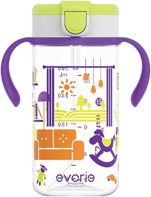 Evorie Tritan Toddler Sippy Cup with Silicone Straw, Spill