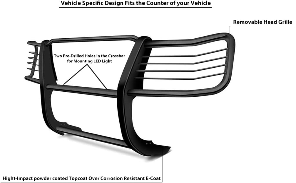 Black Horse Grille brush Bumper Guard Modular Black Compatible with 2017-2024 Nissan Titan(Excl. Titan XD models)-17NR27MA