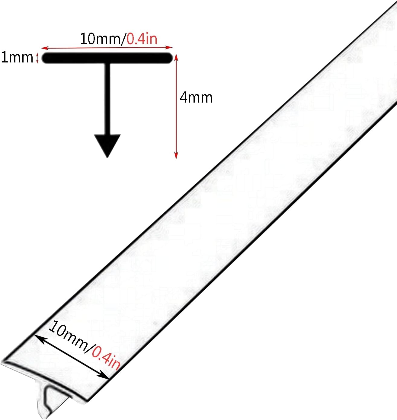 Threshold Strip Gray Floor Transition Strip, Narrow T Molding Edge Banding Strip, Wood Embedded Trim, Metal Background Decorative Buckle Strip(130cm/51.18in)