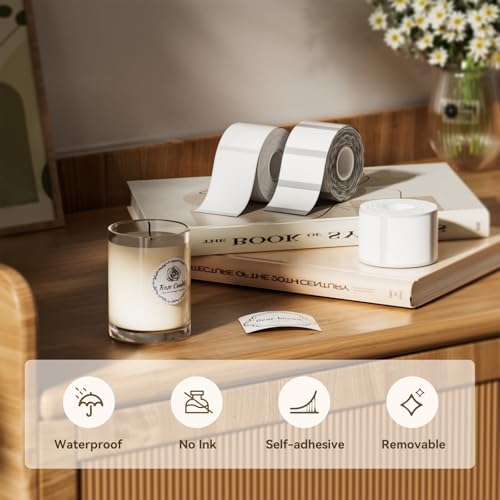 Image of NIIMBOT Labels 3 Rolls Set for B1 /B21 /B31 Sticker Printer, 50x50mm (1.97'' x 1.97'') 150 Labels /Roll, Refill Labeling Tape for Home School Office Small Business (White)