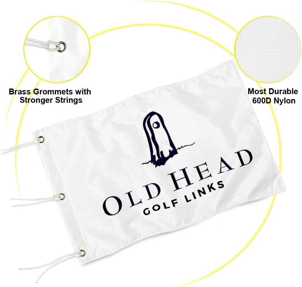 Old Head Golf Links Golf Pin PGA Flag Practic Putting Green Golf Flag For Backyard Garden Double-Sewn 600D Nylon Miniature Pin Flag (20"X13" Grommet)
