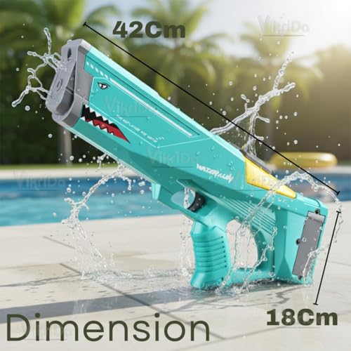 Image of VikriDA Big Size (44 * 13cms) Holi Electric Pichkari Water Gun with Dual Rechargeable Battery for Kids, 600CC & Excellent Range 40FT,Automatic High-Pressure Water Gun - Multicolor