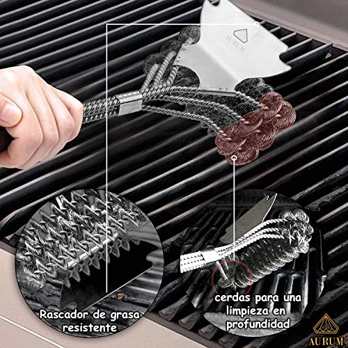 Aurum-Cepillo-Barbacoa-Parrilla-Barbacoa-Limpia-Hornos-Accesorios-Barbacoa-Rejilla-Barbacoa-Limpia-Barbacoa-Limpieza-Barbacoa-Limpiador-Barbacoa-Barbacoa-Accesorios-Cepillo-de-Alambre-BBQ