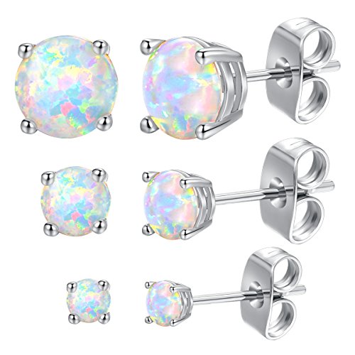 Stunning Rose Gold Plated Opal Studs, 18K Rose Gold Plated Opal Stud Earrings 6MM Round For Women