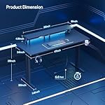 HLDIRECT 47 Inch Gaming Desk with LED Lights & Power Outlet, Computer Gamer Desk with Monitor Stand, Ergonomic Carbon Fiber Gaming Table Home Office Desk with Cup Holder, Headphone Hook & Mouse Pad - Image 3