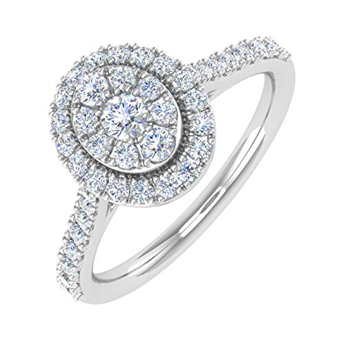 1/2 Carat Diamond Cluster Engagement Ring in 10K Gold (I1-I2 Clarity)