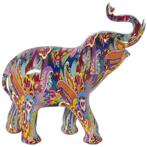 Figurine éléphant résine graffiti multicolore 30cm idée cadeau design