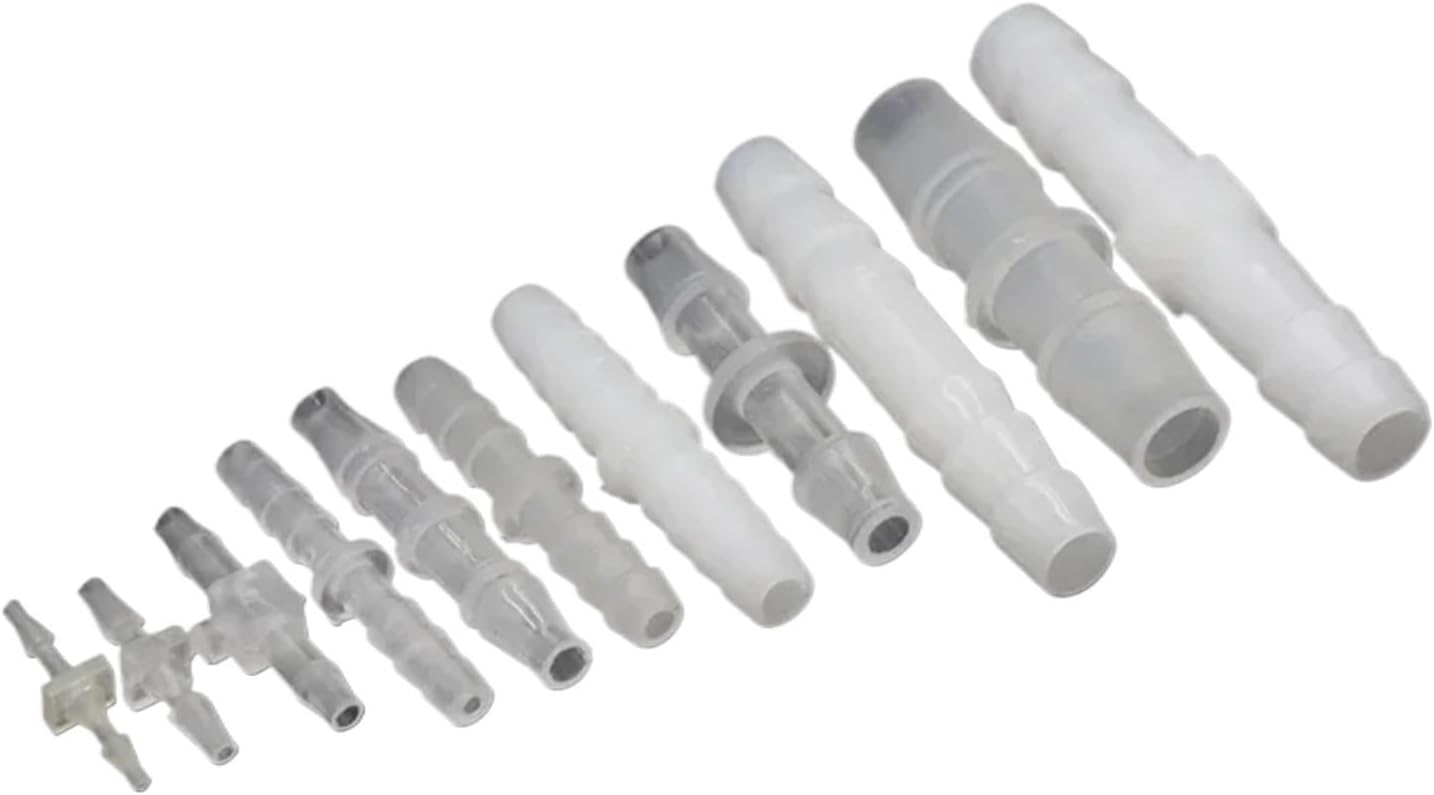 Pagoda Plastic Hose Joint 1.6-10mm Straight Type For Aquarium Fish Tank Air Pump Water Pipe Fittings 10/20/50pcs Set(6.4mm Translucent,20Pcs)