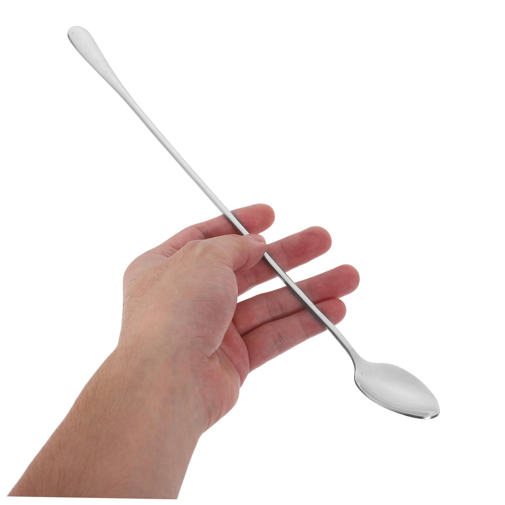 SOLUSTRE Cuillères à Mélanger Design Épaissi et Extra-long en Acier Inoxydable Argenté Lot de 10 pour Bars et Desserts Glacés
