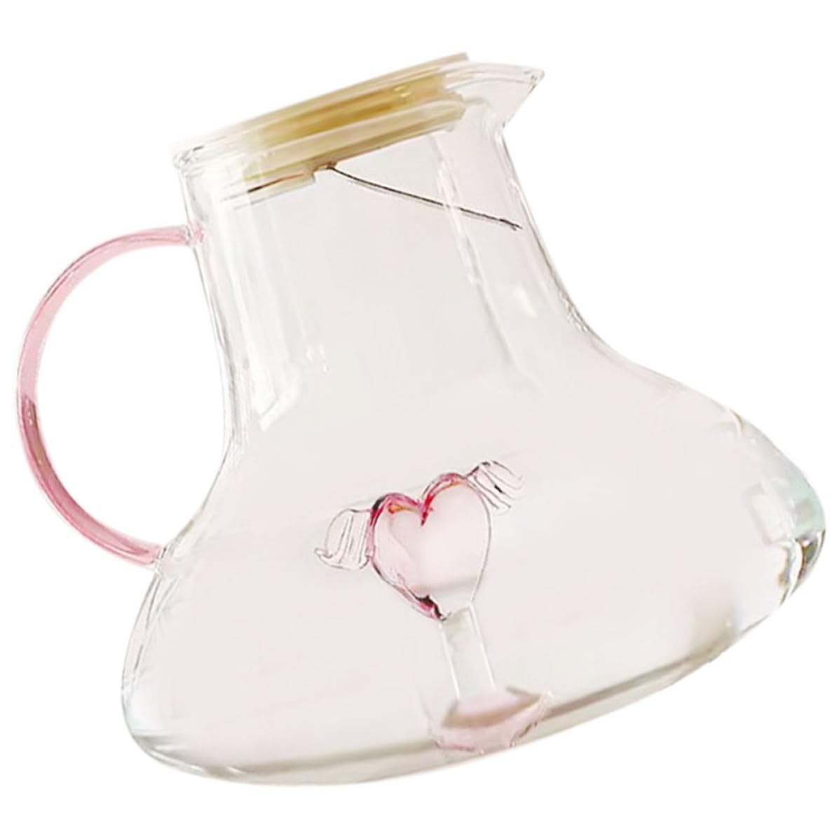 SEWACC Jarra de Agua Fría de Vidrio 1500ml Tapa y Asa, Jarra para Té Frío, Vertedor sin Derrames, para Agua Fría y Té, Restaurante y Fiestas Grandes