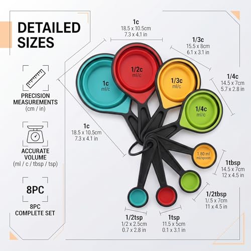 Set de 8 tazas medidoras plegables de silicona miniatura 6