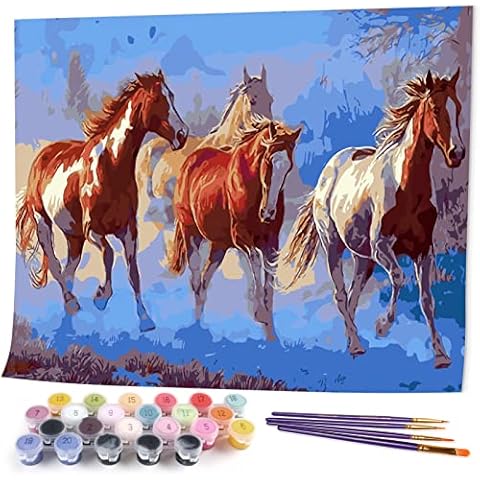 VIKMARI Paint by Numbers Kits for Adults, Painting by Number Kit Horse DIY Oil Painting by Number for Beginner Paint by Numbers for Kids 16 x 20 inch (Without Frame) Cover