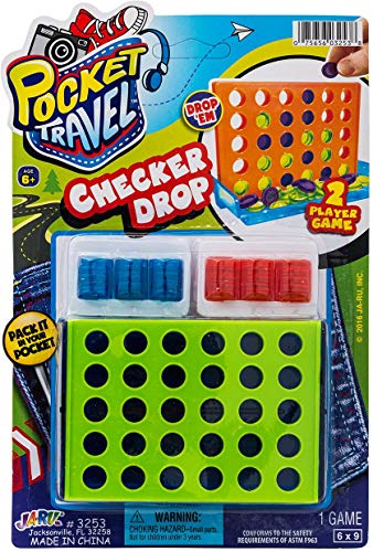 Ja-Ru Mini Connect Travel Game Board (1 Connect Game) Family Board Games For Kids And Adults. Original Pocket Travel Size Games. Fun Indoor & Outdoor Toys. Classic Checkers Party Favors. 3253-1P #TOP5