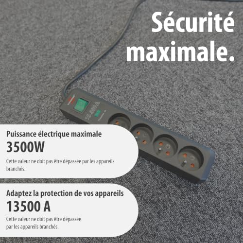 Brennenstuhl Multiprise Eco-Line avec Interrupteur et parasurtenseur 13500A (Prises orientées à 45 degrés, Voyant indicateur de Protection antifoudre, 1,4m H05VV-F) Noire – vue 5