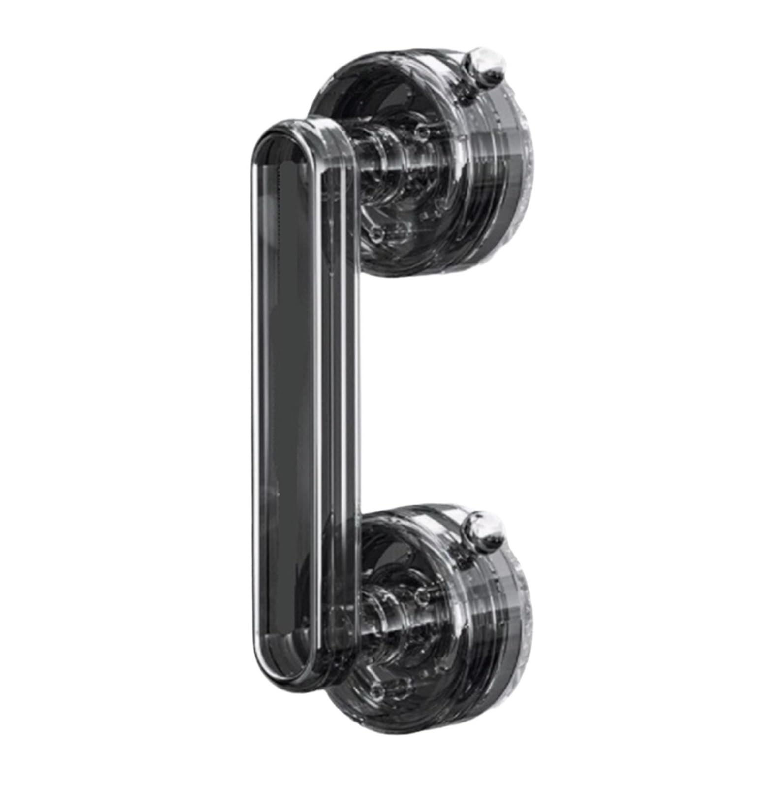Fjixuo Transparent Black 1Pcs Suction Cup Glass Door Handle, No Punching, Bathroom Sliding, Strong Armrest, Window Cabinet, Refrigerator For Bathrooms, Kitchens(Transparent Black)