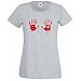Damen T-Shirt mit rotem Blutig Hände Design / Fruit Of The Loom Super Premium T-Shirt / Blood Vampir Hand Hemden / Lustig Walking Dead Hemd + Zufälliges Gratis Aufkleber Geschenk - grau, X-Large