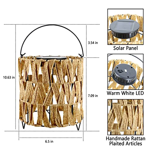 Decorative Table Lights Outdoor Rattan - Hanging Lantern Lights Solar Rattan Lantern Warm White For Tabletop, Garden Decor, Party And Wedding #TOP5