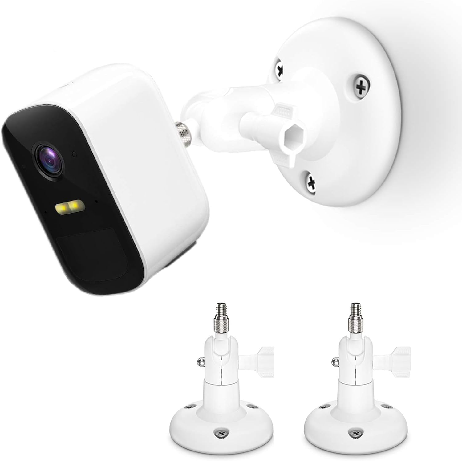 Holaca White Adjustable Wall Mount Holder Compatible With Eufycam 1/2/2C/2C Pro/3/3C/E/S3 Pro And Other Models, 1/4" Screw Mounts (2Pack )