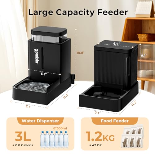 Gravity Cat Feeder and Water Dispenser, 2 in 1 Cat Self Feeder with 180 Degree Rotatable, 2 Pack Automatic Feeding Large Capacity for Small Medium Dog Puppy Kitten, Black, 0.8 Gallon x 2 - Image 3