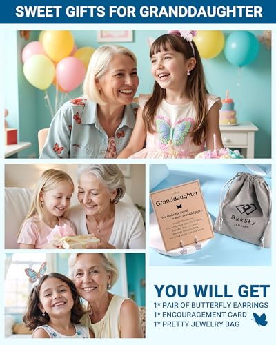 Hypoallergenic Butterfly Hoop Earrings for Girls - Birthday Christmas Back to School Graduation Gifts 6