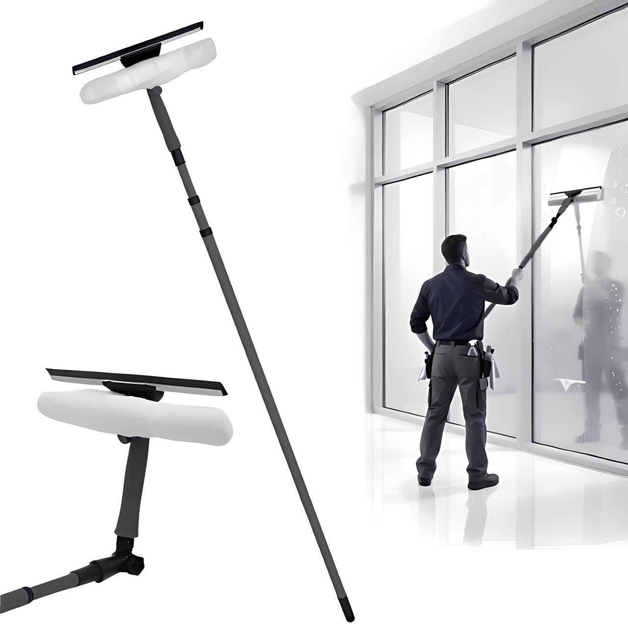 3.5m Telescopic Window Cleaner Heavy Duty for window and Glass Cleaning Extendable Long Squeegee Conservatory Pole