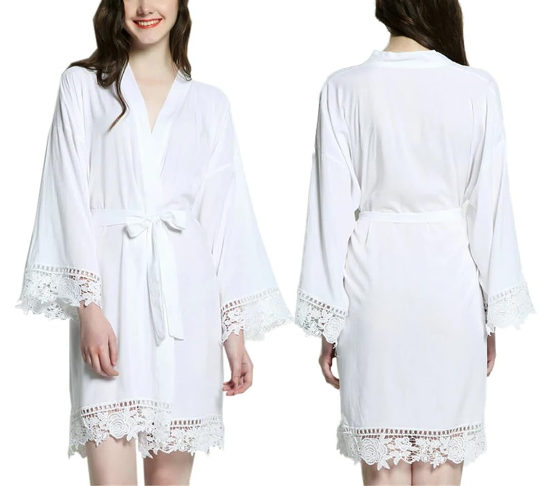 Yeuyyben Abito da sposa in cotone rayon abito da sposa damigella d'onore abito da sposa sorella sposa pigiameria donna kimono da sposa abito da notte blu chiaro