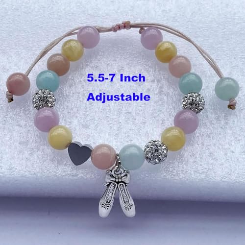 Image of DOLON Colorful Stones Handmade Crystal Ballet Charm Bracelet First Recital Stage Performance Dance Competition Encouragement Gift for Her