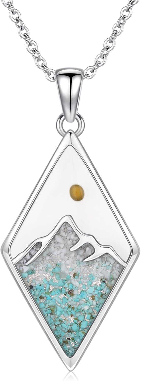 Mountain Necklace 925 Sterling Silver Mustard Seed Pendant Necklace Jewelry Gifts for Women Girls