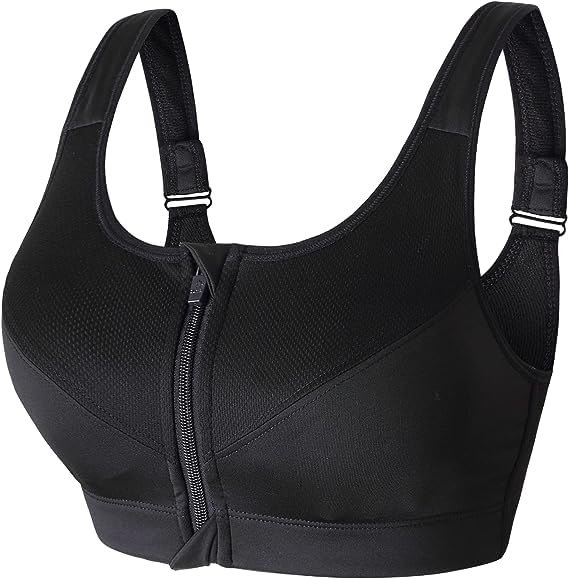 plumbury Polyamide Women's Medium Impact Padded Front Zip Racerback Sports Bra With Adjustable Strap-picture-39