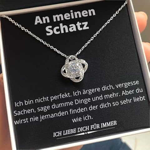 An Meinen Schatz Haltzkette Edle Halskette für Damen 14 Karat Weißgold Beschichtet, Muttertag, Jahrestag, Geburtstag Geschenk Cover