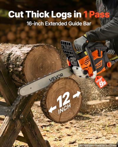 Image of VEVOR Gas Powered Chainsaw 16 Inch 40CC 2.15HP 2 Stroke Engine Gas Chainsaw