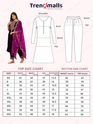 Image of TRENDMALLS Women's Velvet Embroidery Salwar Suit Set Kurta Pant with Dupatta