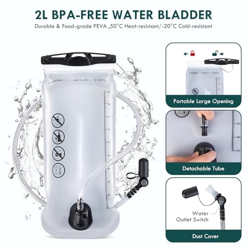 Hiking-Hydration-Backpack-Lightweight-Pack-Water-Backpack-with-2L-Hydration-Bladder-Insulation-Hydropack-Rucksack-Hydro-Water-Daypack-for-Camping-Running-Cycling-Climbing-Rave-for-Men-Women-Black