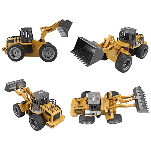 Fistone RC Truck Alloy Shovel Loader Tractor 2.4G Radio Control 4 Wheel Bulldozer 4WD Front Loader Construction Vehicle Electronic Toys Game Hobby Model with Light and Sounds - Thumbnail 3