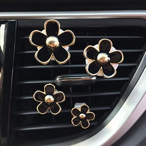 UWOOD Abalorio para Coche con diseño de Margaritas y Flores, 4 Unidades con Diferentes tamaños